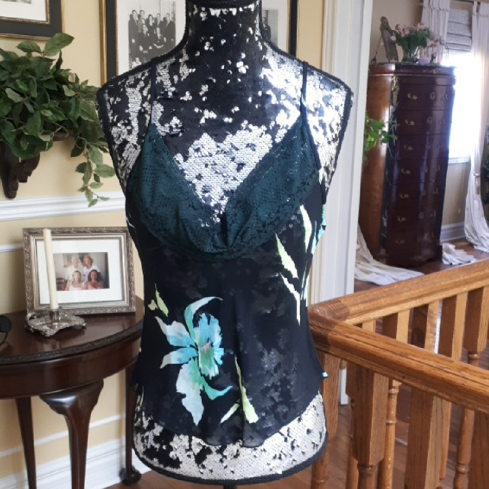 Dolce & Gabbana Black and Blue Floral Camisole